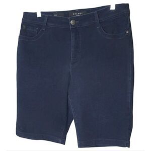 Nine West Womens Denim Bermuda Shorts 14 Blue Chic Stretch Boho High Rise